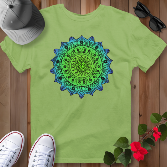 Hawaiian Hibiscus Mandala T-Shirt Blue / Green